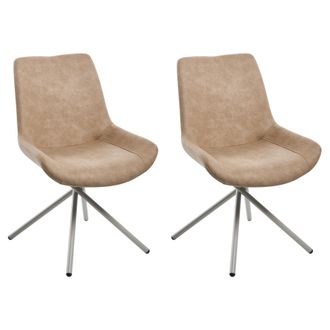 Beliani Conjunto De 2 Sillas De Comedor Patas De Ara&ntilde;a De Hierro Tapicer&iacute;a De Gamuza Sint&eacute;tica Beige Hailey