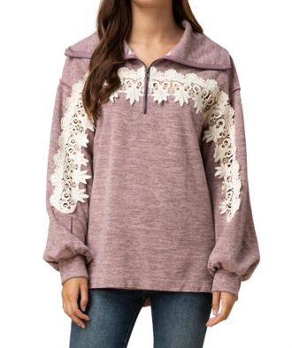 Entro All About The Lace Pullover In Mauve