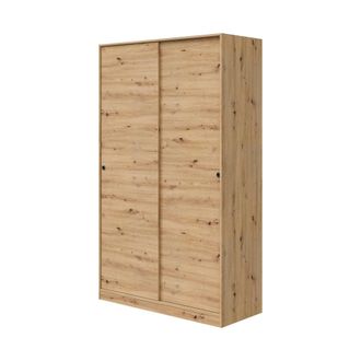 Dmora Dmora - Armario Waterbury, Armario De Dormitorio Con 2 Puertas Correderas, Unidad Con 4 Estantes Y Barra Para Ropa, 120x50h200 Cm, Roble Nudos, Con Em