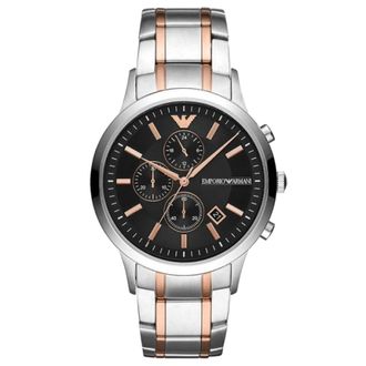 Emporio Armani Accessoires, Heren, Grijs, ONE Size, Roestvrijstalen herenhorloge zilverkleur