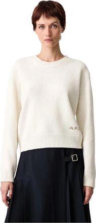 A.P.C. Boxy Wool Sweater - Dames - Ronde hals truien - Beige - M - Wol - Truien & Vesten