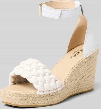 Espadrij Wedges in Flecht-Optik mit Dornschlie&szlig;e Modell SAINT TROPEZ in Weiss, Gr&ouml;&szlig;e 38
