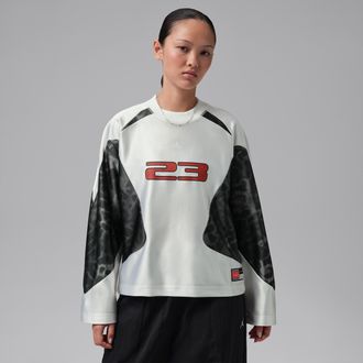 Nike Jordan Womens Jordan Brooklyn Long-Sleeve Jersey in White | IQ4019-100