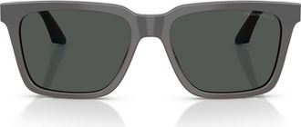 Emporio Armani 55mm Square Sunglasses in Shiny Opal Grey/Blue /Grey at Nordstrom