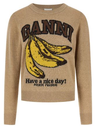 Ganni Banane Sweaters And Cardigans Beige