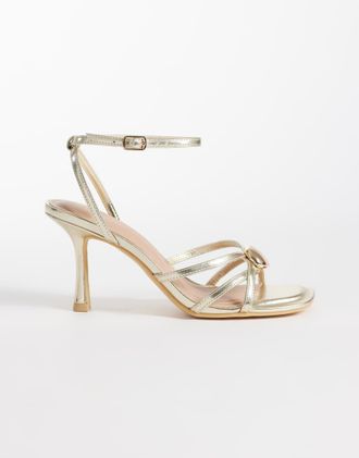 New Look Sandali con tacco a spillo color oro con dettaglio a ciottolo