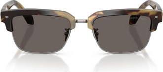 A|X Armani Exchange 52mm Rectangular Sunglasses in Brown Yellow Havana /Grey at Nordstrom