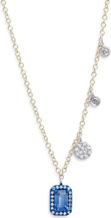 Meira T Diamond Pavé Blue Sapphire Pendant & Charms Necklace at Nordstrom, Size 18