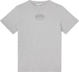 Ganni Grey Logo Crew Neck T-Shirt