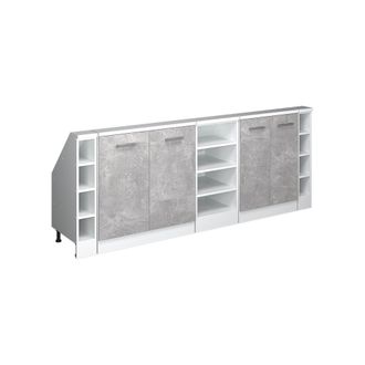Vicco Armario De Cocina Para Techo Inclinado R-line, Hormig&oacute;n/blanco, 210 Cm Lote De 5, Vicco