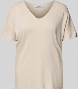 Zabaione T-Shirt mit V-Ausschnitt in Beige, Gr&ouml;&szlig;e L/XL