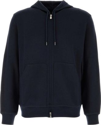 Brunello Cucinelli Navy Blue Zip-Up Hoodie