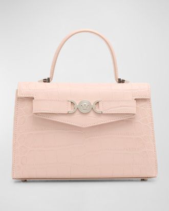 Versace Medusa 95 Croc-Embossed Top-Handle Bag