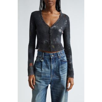 R13 Floral Distressed Cashmere Baby Cardigan in Black Floral at Nordstrom Rack, Size Small