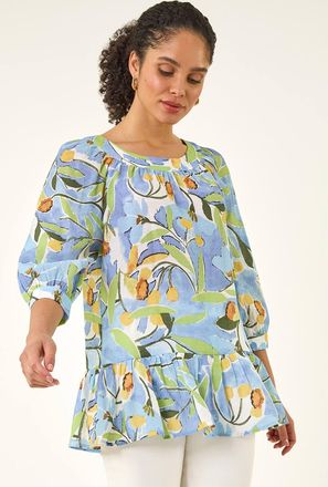 Roman Leaf Print Tunic Top