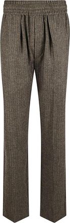 Isabel Marant Pinstripe Elastische Taille Broek - Dames - Straight fit broeken - Bruin - M - Broeken