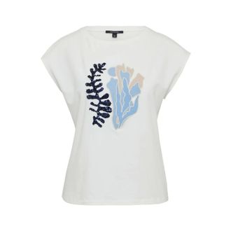 Comma T-shirt - Dames - Tops - Beige - Maat: L Katoen