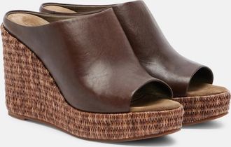 Brunello Cucinelli Leather espadrille wedges