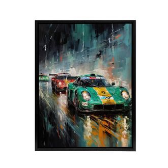 Artery8 Sports Car Racing Motorsport Race Framed Canvas Wall Art Print in Blue | Size: W24 x H32