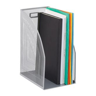 Relaxdays Relaxdays - Set De 3 Archivadores Metal, Formato A4, Organizador Carpetas, Sobremesa, Rejilla Met&aacute;lica, 32 X 16 X 24,5 Cm, Plateado