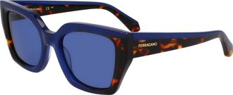 Ferragamo Blue Butterfly Ladies Sunglasses SF2035S 424 52