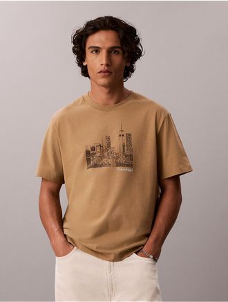 Calvin Klein Jeans Calvin Klein Mens NYC Skyline Graphic Tee - Brown - XS