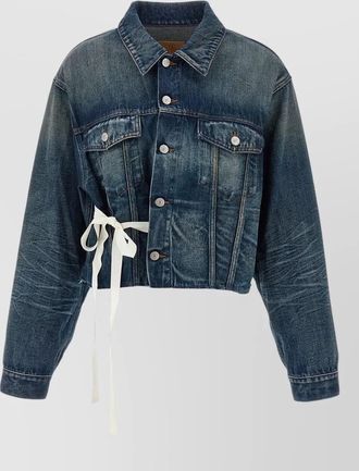 Maison Margiela cropped denim jacket tie waist detail