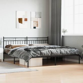 Berkfield Home Metal Bed Frame with Headboard Black 193x203 cm