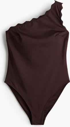 H&M One-Shoulder-Badeanzug mit wattierten Cups - Brown