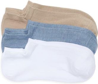 Nordstrom 3-Pack Rib No-Show Socks in Light Blue Heather Multi at Nordstrom