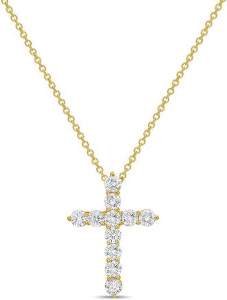 Diana M. Jewels 14kt Yellow Gold 2.00 cts Lab Grown Round Diamond Cross Pendant