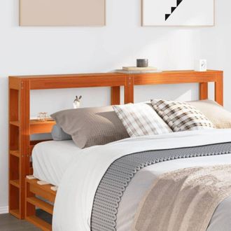 vidaXL Cabecero De Cama Con Estantes Madera Maciza Pino Marr&oacute;n 160 Cm Vidaxl