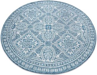 RugsX Rugsx - Alfombra De Cuerda Sisal Loft 21193 Circulo Boho Marfil/plateado/azul Beige Circulo 160 Cm