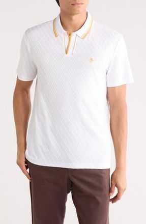 Original Penguin Textured Jacquard Johnny Collar Polo in Bright White at Nordstrom Rack, Size Xx-Large
