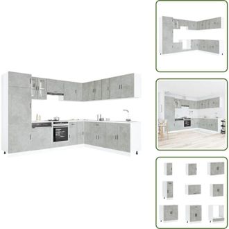 vidaXL Armadi per forno - vidaXL Set Mobili da Cucina 14 pz Porto Grigio Cemento in Truciolato - Mobili da cucina in truciolato