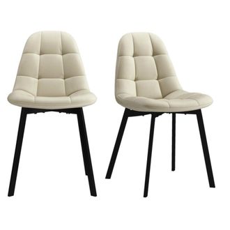 Moloo Silla de terciopelo blanco y metal negro (x2)