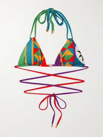 Loewe + Paulas Ibiza Top Bikini A Triangolo Stampato Con Decorazione - Multicolore