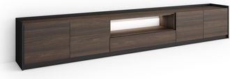 Skraut Home Skraut Home - Mueble Tv, Televisi&oacute;n, Muebles De Sal&oacute;n, Almacenaje, 310x37x50cm, Para Tv Hasta 80, Led, Estilo Moderno, Roble Oscuro Y Negro
