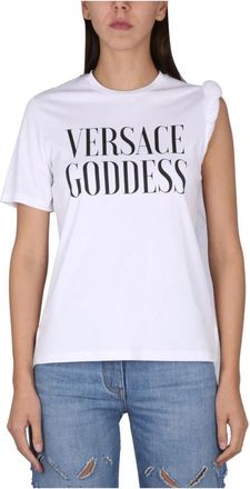 Versace Goddess Logo T-Shirt - Dames - T-shirts - Wit - M - Tops