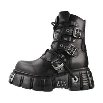 New Rock Schoenen, Dames, Zwart, 37 EU, Stijlvolle Veterschoenen met Gespen