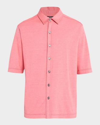 Kiton Men & apos;s Silk and Cotton Button-Front Overshirt