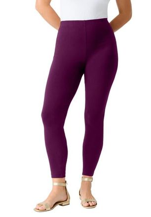 Roaman's Plus Size Essential Stretch Ankle Length Pull-On Legging in Dark Berry at Nordstrom, Size 5X