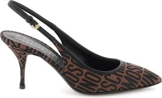 Moschino Luxe Jacquard Slingback Pumps - Dames - Pumps - Bruin - 36 EU - Schoenen