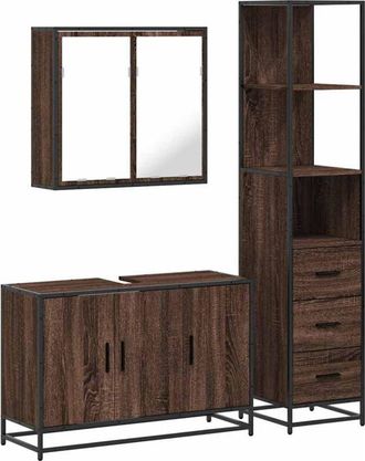 vidaXL Vidaxl - 3 Piece Bathroom Furniture Set Brown Oak Engineered Wood