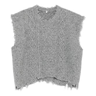 R13 Truien & Vesten, Dames, Grijs, M, Wol, Boyfriend Kabel Truien Vest