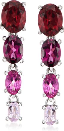 Ross-Simons Graduated Multi-Gemstone Drop Earrings in Sterling Silver