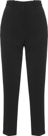 Elisabetta Franchi Mid-Rise Black Trousers With Tailored Silhouette And Cropped Length