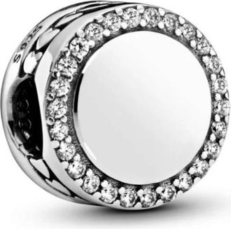 Pandora Engravable Sparkling Button Charm
