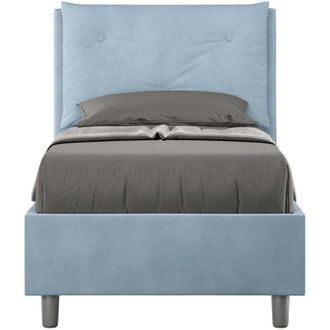 Itamoby Letto Singolo rivestito in Microfibra - appia - Tipologia Letto: Con Rete e Contenitore - Colore: Azzurro - Dimensione Rete: 90x200