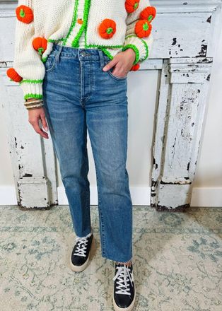 Kut from the Kloth Fay High Rise Ankle Straight Leg Jeans In Blue